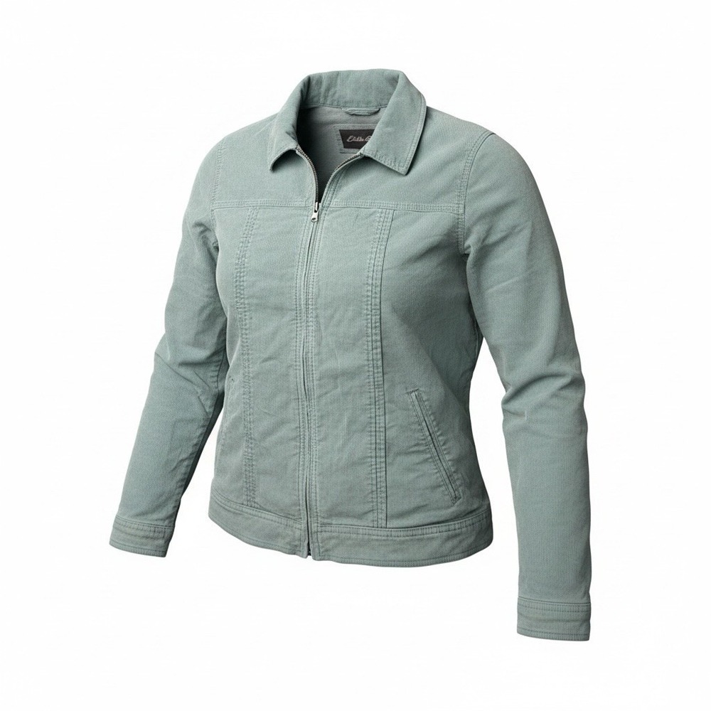 Eddie Bauer Corduroy Trucker Jacket Women's Sz T2X  Sea Foam Green Preowned